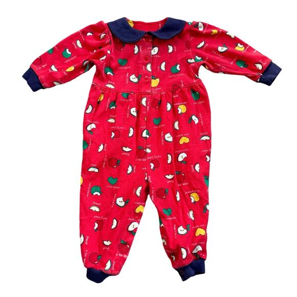 Vtg 1990s Okie Dokie Infant Fruit Apple Romper 12m - Picture 1 of 9